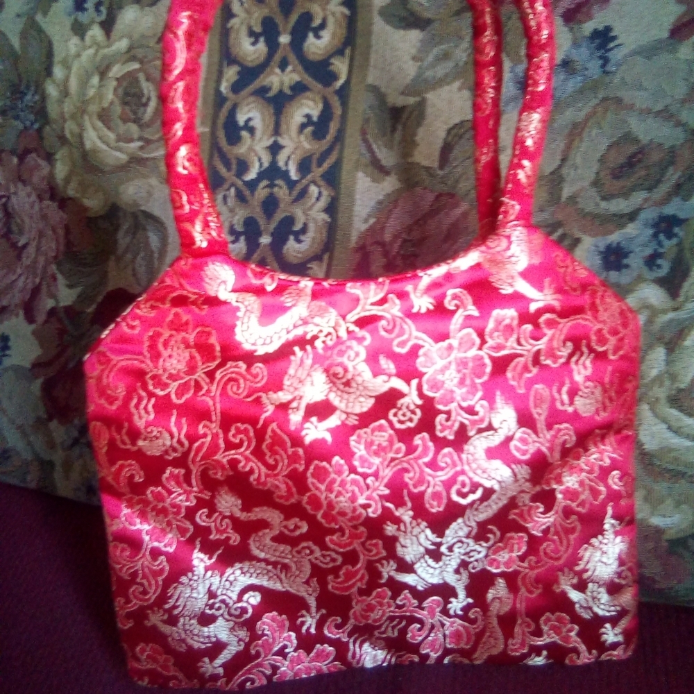 Small silky fabric Asian style cloth handbag